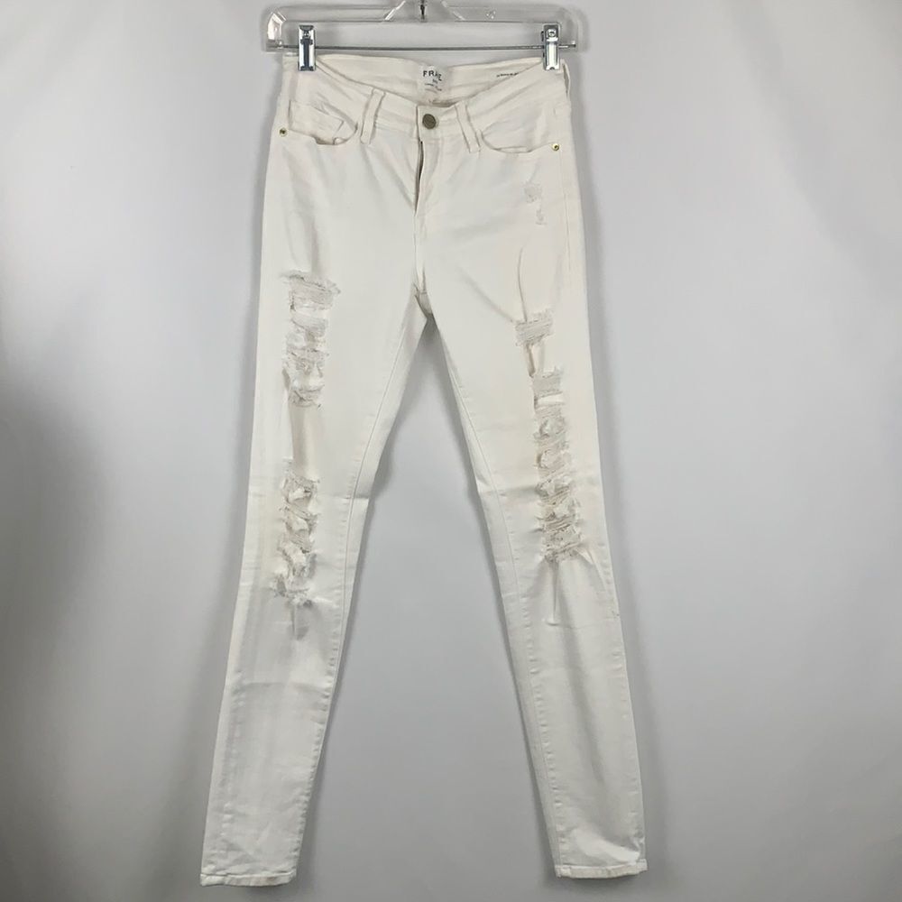 Frame Denim White Distressed Jeans - Picture 3 of 6